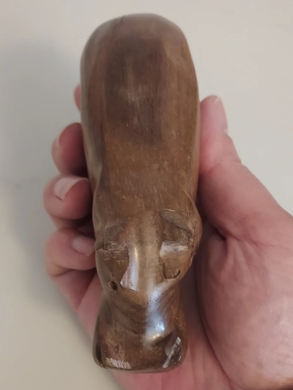 Hippo Figurine Carved Wood 5